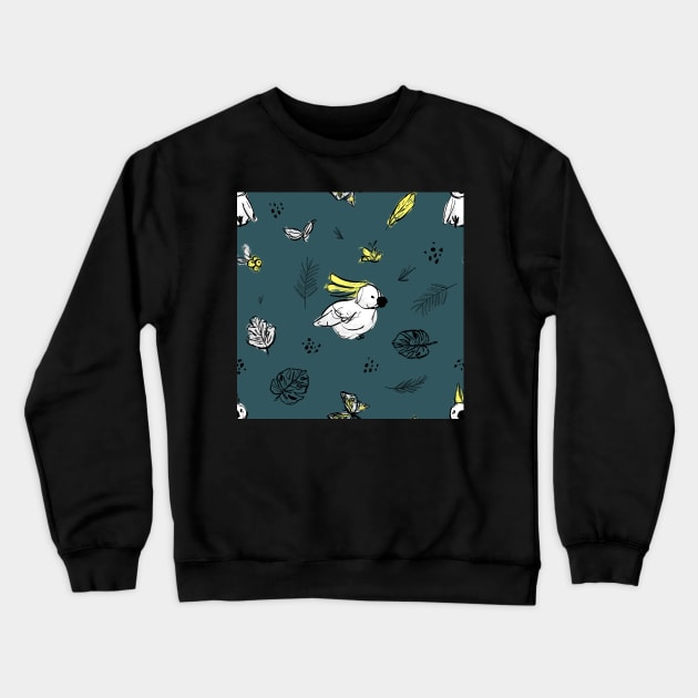 Cockatoos Blue Crewneck Sweatshirt by MSBoydston